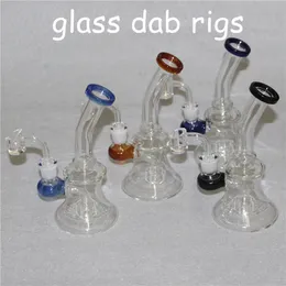Hookahs Glass Water Pipes Bongs Pyrex Bong with Colorful Lips 14mm Joint Beakers Waterpipes Oil Rigs
