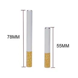 Hot selling aluminum alloy cigarette holder shaped pipe 78mm 55mm Length Smoking Pipes Accessories One Hitter Portable Herb Tobacco Pipe