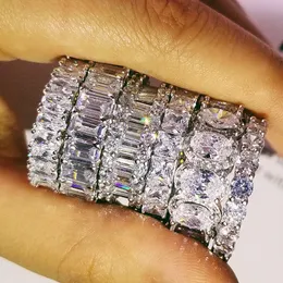 Choucong デザイン 925 スターリングシルバー CZ ダイヤモンド宝石結婚指輪エタニティリング女性のための固体婚約記念ファッションジュエリー