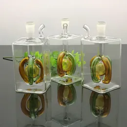 Wasserpfeifen Vierklauen-Zigarettenkessel mit Vierkantrohr und rundem Bauch Glasbongs Glaspfeifen Wasserpfeifen Bohrinsel Glasschüsseln Ölverbrennung