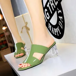 Sıcak Satış-terlik şeffaf terlik shoes transparente femme kalın topuklu arkası açık iskarpin ayakkabı moda terlik sandalet yaz ayakkabı kadın