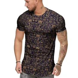 2020 Mężczyźni T-shirt Najnowszy Moda O-Neck Casual Summer Osobowość Męskie Slim African Print Fit Krótki Rękaw T-Shirt