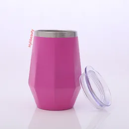 Creative Egg shaped 5 colors Stainless Steel Wine Mug Leakproof Vacuum Cups Tumbler With Lid for Wine High Quality