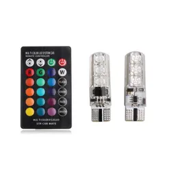 2 adet / çift T10 5050 Uzaktan Kumanda Araba Led Ampul 6 Smd Renkli W5w 501 Yan Işık Ampüller DHL ile Ücretsiz Kargo