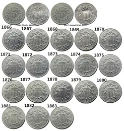 US A Set OF (1866 -1883) 20PCS Five Cents Nickel Copy Coins Medel Craft Promoción Precio de fábrica barato Accesorios agradables para el hogar