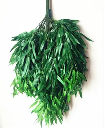 Ny Green Color Willow Leaf Rattan Långt falska grönska Willow Vines för bröllop Växtvägg Dekorativa växter