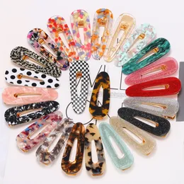 2019 Nowy Korea Waterdrop Akrylowe Trójkąt Szpurcowy Sztuką Vintage Dziewczyna Kobiety Hair Klipsy Geometryczne Snap Barrette Hairpin