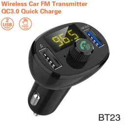 QC 3.0 블루투스 자동차 키트 빠른 듀얼 USB 자동차 충전기 FM 송신기 음악 MP3 플레이어 핸즈프리 CARKIT BT23