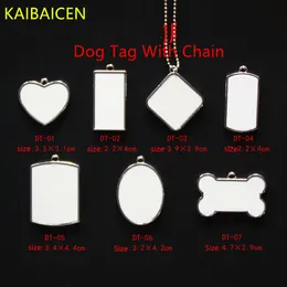 Metal Dogs Tag pendant for Blank Sublimation INk Transfer Printing Heat Press DIY Both Sides Can Print With Chain