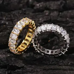 5,3mm Hip Hop Iced Out Ring för män Lyxig designer Bling Diamond Rings Guld Silver Zircons Mens Engagement Wedding Ring Smycken