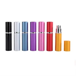 7Color mini tom spray parfymflaska 5 ml aluminium anodiserad kompakt parfymatomiser doft tom glas doftflaska LX1691