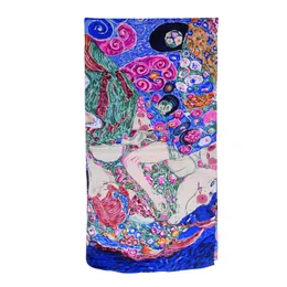 Fashion-New Luxurious Lady's Wraps Shawl Klimt Silk Scarf Virgins handrollade kanter Tillbehör för kvinnor