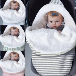 Tjock baby swaddle wrap knit kuvert nyfödd sovsäck baby varm swaddling filt spädbarn barnvagn sova säck fotmuff