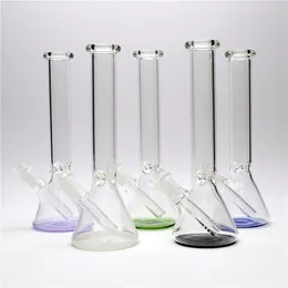 10in Hookah Color Bottom Beaker Glass Bong Waterpipe Dabrig med Clear Downstem 1 Clear Bowl