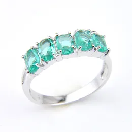 Women Ring Jewelry Luckyshine 925 Sterling Silver Plated Oval Green Quartz Mother Gift Rings , Engagemen Wedding Jewelry Free shipping