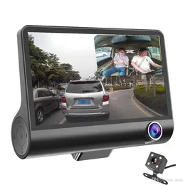 3 Kameror Bil DVR 4 tum IPS Dash Cam Tre-Way High-Speed ​​Full HD 1080p Driving DVRS Dual Lens Special Recorder för resor