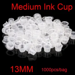 1000 Stück mittlere Größe 13 mm weiße Tattoo-Tintenbecher für Tätowierpistolen-Nadel-Tintenspitzen-Griffe-Kits