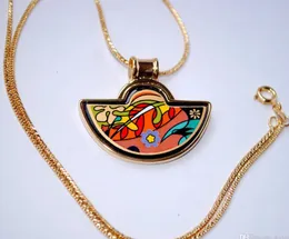 Dream Garden Series 18K gold-plated enamel necklaces for woman Fan Pendant Necklace colar women designer necklace Mother's Day Gift