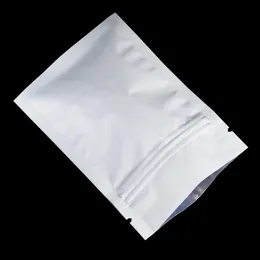 Matt vit 200pcs / lot aluminiumfolie mat luktsäker förpackning väska pulver godis förvaringspåsar med dragkedja zip lås mylar påsar