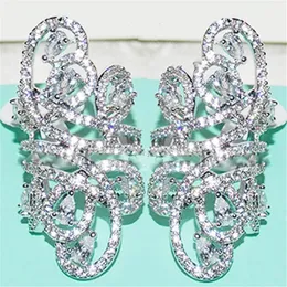 Biżuteria ślubna zaangażowa 925 Sterling Silver Ring Finger Shine Gorgeous Line Szerokie symulowane Diamentowe Gemstone Pierścienie Dla Kobiet Rozmiar 5-10