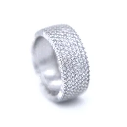 Moda Geometryczne Mężczyźni Projektant Szeroki Zespół Iced Out Hip Hop Bling Mens Color Sparking Micro Pave Ring