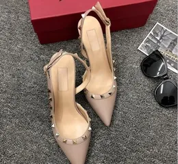 Hot Sale-New rivet heels, women's slingback sexy party wedding sandals size 35-42+ box