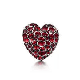 1インチRuby Red Enamel Heart Poppy Broooch Remembrance Souvenirホワイトゴールド