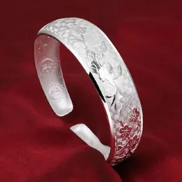 Fashion-New Fashion Cute Birds Flower Bracelet Bangles Elegant Solid 925 Sterling Silver Bracelets For Women Gift AY336