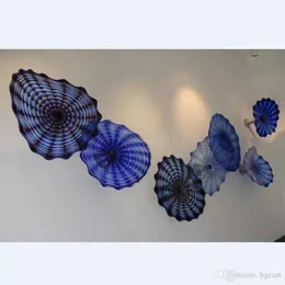 Modern Custom Made blown glass plate Turkish Murano Flower Shaped Glass Plates Factory price Hand blown glass wall art