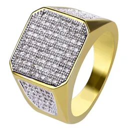 Wysokiej Grade Nowy Design Pozłacane 3a Cyrkonia Pierścionki Męskie Hop Chmiel Micro CZ Ring Gold Plated Mosiądz Biżuteria