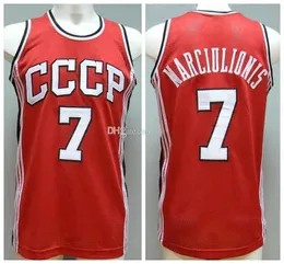 Sarunas Marciulionis #7 Union Sovietica CCCP Retro Basketball Jerseys Mens Ed Custom أي اسم رقم