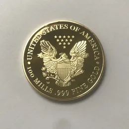 10 PCSフリーダムイーグルバッジ24Kゴールドメッキ40 mm記念コインアメリカン彫像リバティお土産