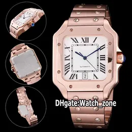 Ny 100xl Datum 40mm WGSA0018 White Dial Automatic Mens Watch Rose Gold Case Stål Armband Sport Klockor Högkvalitativ Watch_Zone 4Color