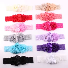 Multi Style Baby Girl Hair Headband Lace Stereo Rose med Beading Design Headband Girls Hair Accessory