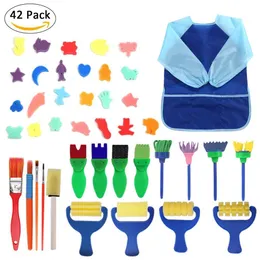 42 PCS / Set Детский рисунок Губка кисти костюм Дети DIY цветок Искусство граффити Картина инструмент образования игрушки