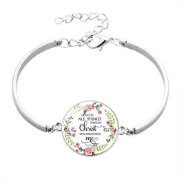 Ny lista Creative Catholic Scripture Glass Cabochon Charm Armband Religion Armband Bangle Kvinnor Mode Smycken Tillbehör