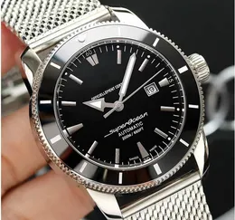 Luxo Superocean quartzo cronógrafo automático movimento de moda de prata Mens Watch homens relógios Inox Relógios de pulso