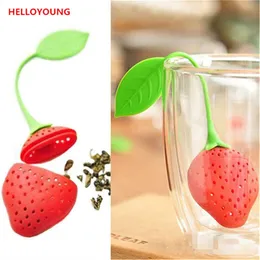 CJ052 Food-grade Silicone Strawberry Design 1 pc Loose Tea Leaf Strainer Herbal Spice Infuser Filter Tools