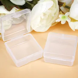 Mini Clear Plastic Storage Boxes Sundries Earplugs Container Case Small Square Display Case Holder for Jewelry