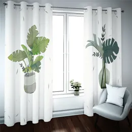 2020 Blackout Curtain Vardagsrum Undervattensvärld Skriv ut gardiner för vardagsrummet Sovrumfönster Vase Flower Plant Blackout Drapes