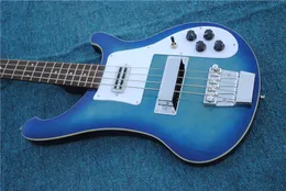 Niestandardowe Ric 4 Struny Niebieski Burst Electric Bass Guitar Chrome Hardware, Dot Fingerboard Inlay, Top Selling
