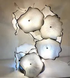 Kreatywny Murano szklane talerze lampy podłogowe kwiat projekta szklana sztuka rzeźba stojąca lampa gorąca sprzedaż nowoczesny wystrój w kolorze białym