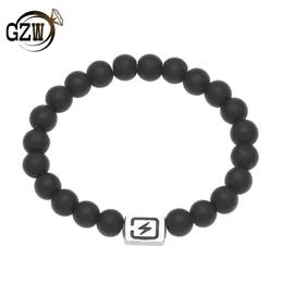 New fashion guys Mens Natural Black Round Stone Onyx Bead Bracelet Jewelry Wristband for Men Guys Christmas Personalized Gifts for Sale