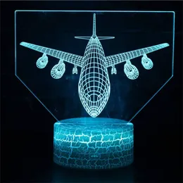 Ny flygplan 3d natt ljus LED fjärrkontrollen kämpe bordslampa 3d lampa färger förändring inomhus lampa barn gåva barn leksak