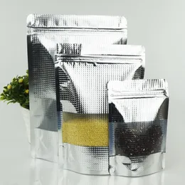100st Silver Embassed Stående Förpackning Zip Lock Bag med Clear Window Mat Kvalitet Mylar Zipper Recialable påse Hög kvalitet
