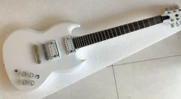 カスタムショップバリトングロスホワイトエレクトリックギターエクストラロングスケール長27インチクロムハードウェア、ホワイトピックガード、グローバーチューナー