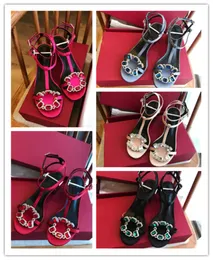 Hot Sale-Top Quality Casual Damskor Importera Tyger Match Ljus Diamond Delikat Charm Kvinnors Fashion Kitten Heels Sandaler