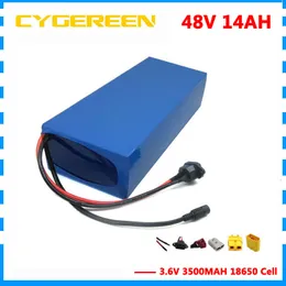 Free customs fee 48V 14AH electric bike battery 750W 48 V battery pack use INR18650 35E 3500mah cell with 20A BMS 2A Charger