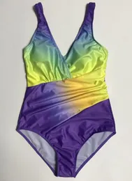 Duży kostium kąpielowy stroje kąpielowe Bikini Rainbow Gradient Gruba Kobieta Plus Size Fat Woman One Piece Swimwear High Waist 2019 Bikini Settriangle Sexy