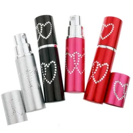 Nowy przenośny 5 ml Piękny Dwuosobowy Wzór Heart Wzór Refillable Aluminium Perfumy Butelka Pusty Spray Atomizer Container